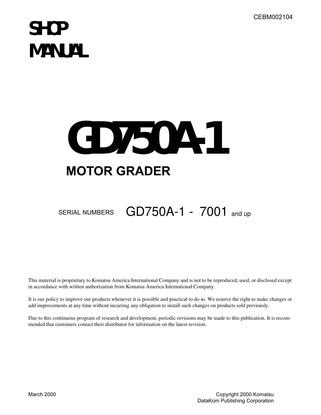 GD750A-1 Shop Manual